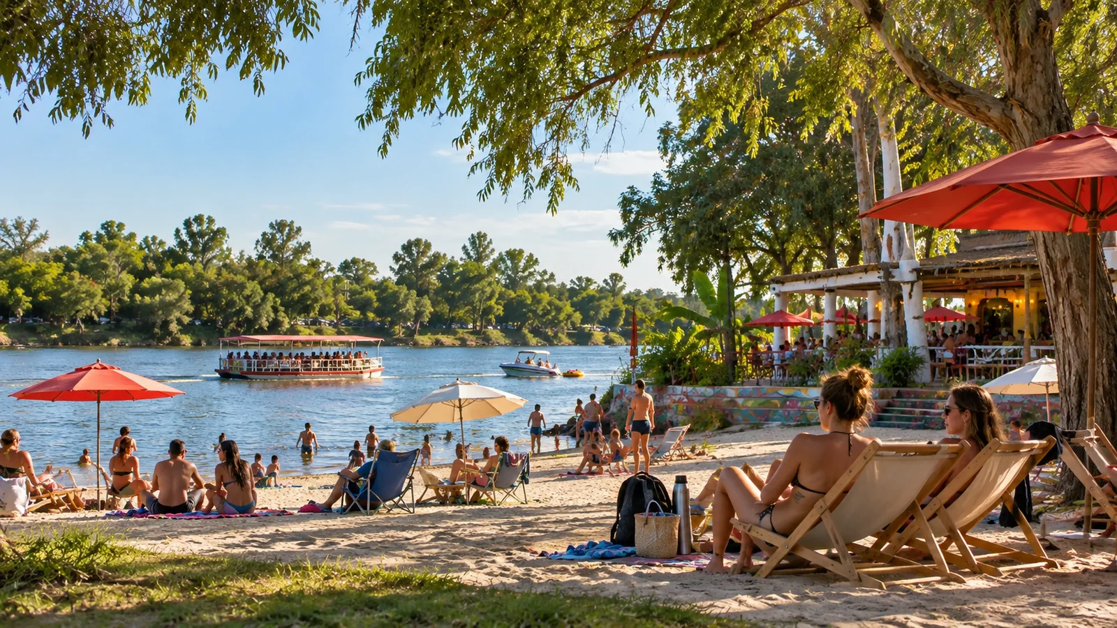 Playas de Gualeguaychú junto al río durante el verano